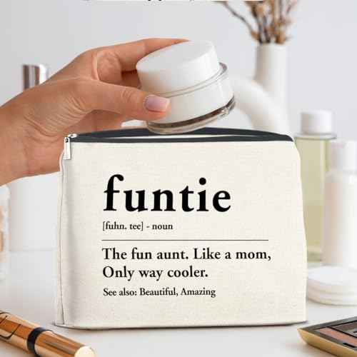 YeleY Funny Auntie - for Auntie Birthday Christmas Mother's Day - Auntie Gift Ideas - Auntie Makeup Bag - Funtie Definition Cosmetic Bag Makeup Zipper Pouch