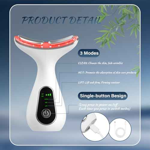 Face Massager Tool, Facial and Neck Massager Beauty 3-in-1 Triple Action Light, Thermal, and Vibration for Skin Care Face Sculpting Tool (White)