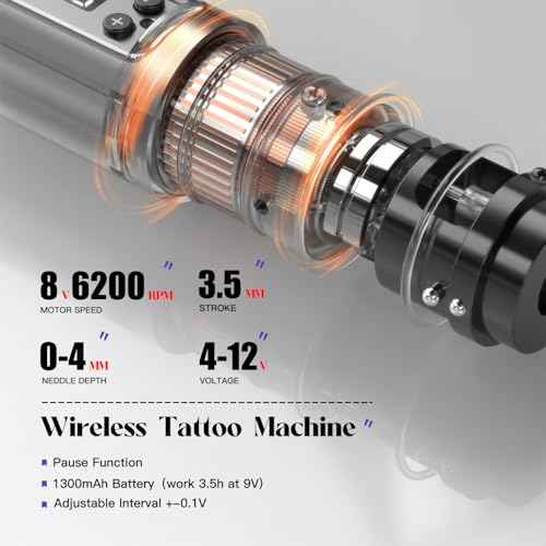 Wormhole Tattoo Kit Wireless Tattoo Gun Kit Xtreme Tattoo Ink Complete Wireless Tattoo Pen Kit for Beginner, Portable Tattoo Machine Tattoo Needles with 1300mAh Battery- Black WTK353