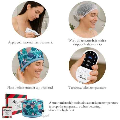 VICARKO Hair Steamer for Deep Conditioning, 10-Level Heats Up Quickly, 118¡± Power Cord, Heating Cap Hot Oil Treatment Heat, Electric Thermal Heated Steam Natural Black Hair, Hawaii Blue