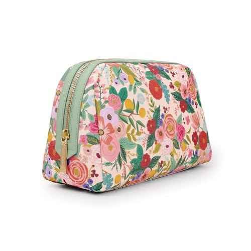 RIFLE PAPER CO. Garden Party Large Cosmetic Pouch for Storing Small Accessories, Includes Gold Zipper, Printed in Full Color with Stylized Pattern and Foil Stamped Logo