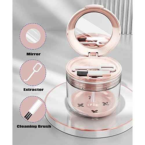 MURRI&MURRDI Retainer Mouth Guard Soak Container Box, Denture Bath Case with Strainer Basket, Braces Cleaner Cup Leak Proof, Travel Cleaning Storage Holder for Aligners Dental, Pink