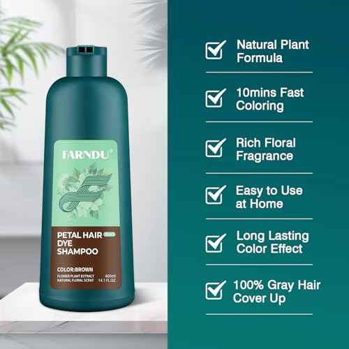 Hair Dye Shampoo for Women Men, Brown Hair Color Shampoo for Gray Hair Coverage 3 In 1 Champu Para Canas Mujer