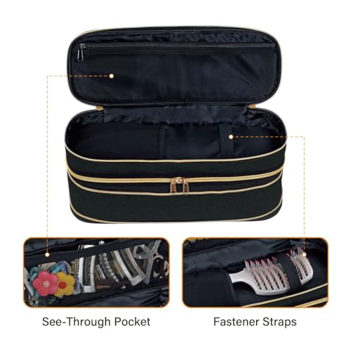 Hair Dryer Travel Carrying Case, Curling Iron Storage Bag, Slim Expandable Handheld Dual-Layer Travel Storage Bag for Dryer/Hair Tool Organizer/Style Organizer