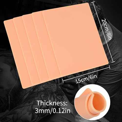 3MM Tattoo Practice Skin - 5pcs Double Sides Thick Fake Skin for Practicing, Soft Silicone Tattoo Eyebrow Practice Skins for Beginner & Experienced Artists