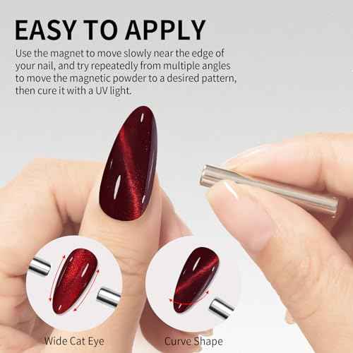 MAYCHAO 15ML Cat Eye Gel Nail Polish 1Pc Burgundy Gel Polish with Magnet Soak off Holographic Magnetic Nail Polish for Nail Art Manicure Salon DIY at Home, 0.5 OZ