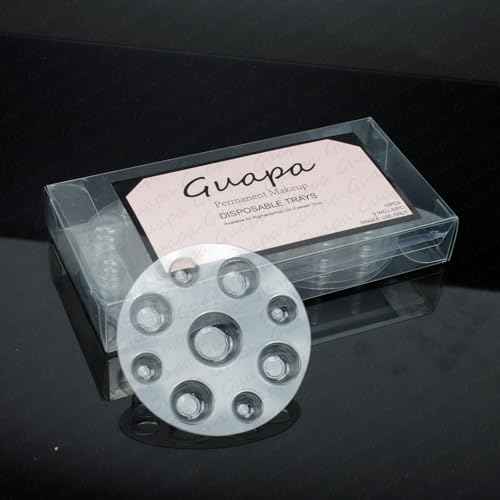 Guapa 10pcs/Box Disposable Tattoo Ink Cup Tray - Eco-Friendly Plastic, Portable and Hygienic Tattoo Pigment Holder for Professional and Novice Use (Transparent nine-hole tray)