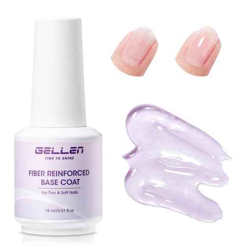 GELLEN Fiber Glass Base Gel Polish, 0.51 Fl.oz Clear Nail Strengthener for Repair Broken Damaged Thin Weak Nails, Professional Soak Off UV Base Coat Salon Home