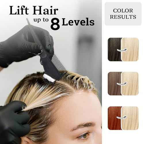 Hair Bleach Kit,High Performance Up to 8 Levels of Lift for Hair Highlights & Lightening,Complete kit with Tint Bowl,Brush,Gloves & Cap,Hair Mask.
