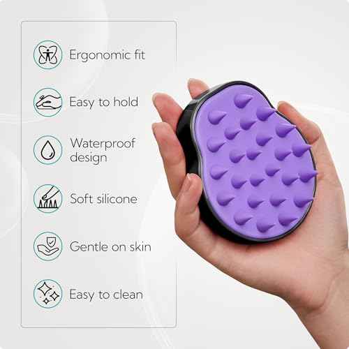 HEETA Hair Scalp Massager Shampoo Brush 2 Pack, Soft Silicone Bristles to Remove Dandruff, Waterproof Hair Scrubber for Both Wet Dry Use, Suitable for Men & Women (Green & Black)
