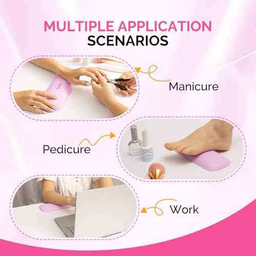 MelodySusie Nail Arm Rest, Portable Manicure Hand Rest, Professional PU Leather Nail Hand Rest Stand for Acrylic Nails, Nail Hand Pillow for Nail Tech Manicurist, Travel Salon Home, Pink