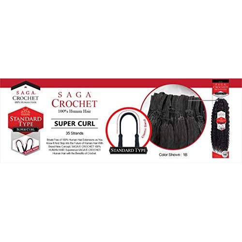 Saga Human Hair Crochet Braids Standard Type Super Curl (16", 1B)