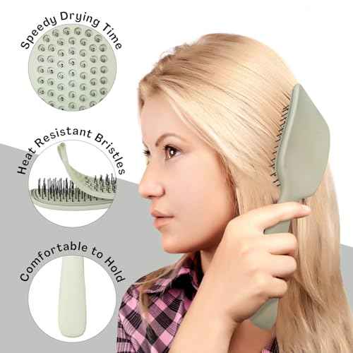 Unique Design Wet Detangling Hair Brush- Vented Design & Ultra Soft Bristles with Removable Screen Manages Tangle and Uncontrollable Hair. Pain-Free. Christmas Stocking Stuffer Gift.