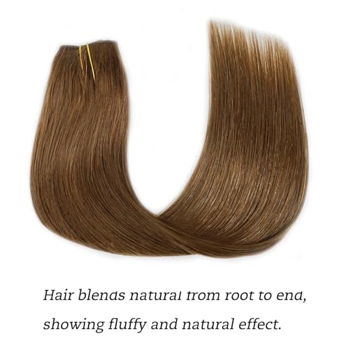 Tinashe Real Human Hair Straight Extensions - 20inch 90g Medium Brown Invisible Wire Fish Line Hair Extensions