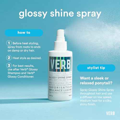 VERB Glossy Shine Spray - Moisturizing Heat Protection Hair Spray - Adds High Shine and Primes for Styling - Vegan, No Parabens or Harmful Sulfates