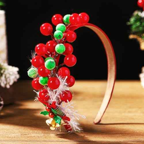 CAKURE Christmas Berry Headband Snowflake Headpiece Xmas Hair Accessories for Party Holiday Headwear (Type C)