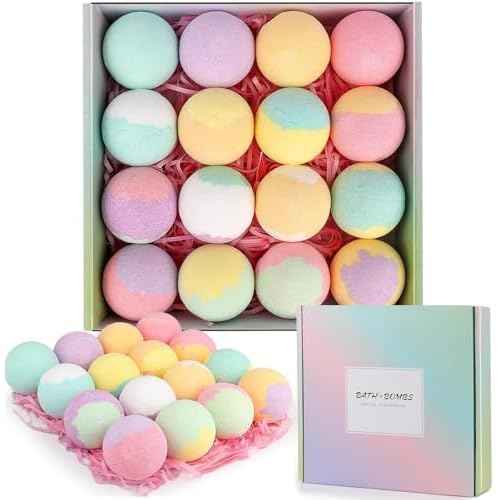 Bath Bombs Gift Set,16Pcs Organic Bath Bombs for Women Relaxing Bath Gifts for Women,Her on Birthday,Christmas