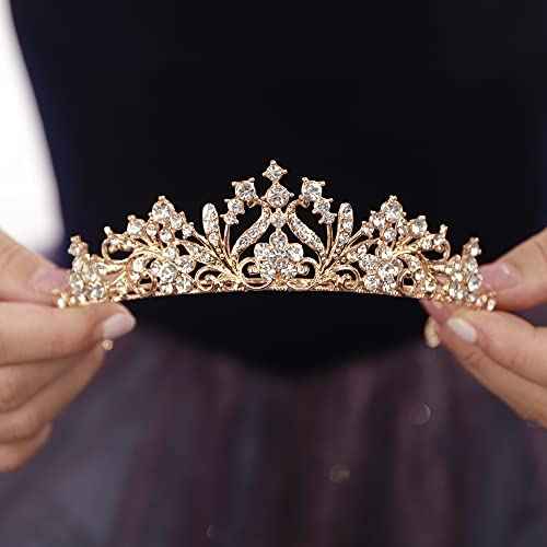 JWICOS Tiaras for Women Girls Birthday Crown Rhinestone Tiara Princess Crown for Women Bridal Wedding Prom Birthday Party Halloween Costumes Hair Accessories for Women Girls