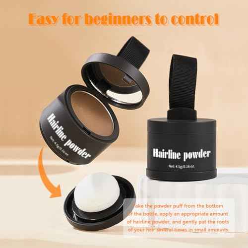 Invisible Hairline Powder, Undetectable Coverage for Bald Spots Receding Hairlines, 3 Seconds Fill for Bald Spots & Thinning Edges, Waterproof, Transfer-Resistant, Natural Matte Finish