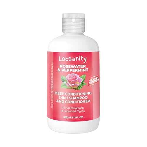 Locsanity Rosewater Peppermint 2-in-1 Shampoo and Conditioner for All Types of Dreadlocks and Hairstyles ? Moisturizing, Nourishing, and Hydrating Shampoo and Conditioner (12 fl oz)