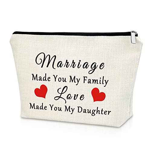 Daughter in Law Gifts from Mother in Law Makeup Bag Bride Gifts from Mother of Groom New Daughter in Law Wedding Gift Cosmetic Bag Birthday Christmas Mothers Day Gifts for Daughter Travel Pouch