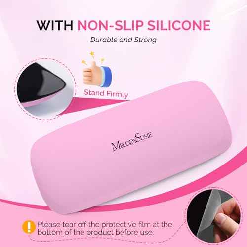MelodySusie Nail Arm Rest, Portable Manicure Hand Rest, Professional PU Leather Nail Hand Rest Stand for Acrylic Nails, Nail Hand Pillow for Nail Tech Manicurist, Travel Salon Home, Pink