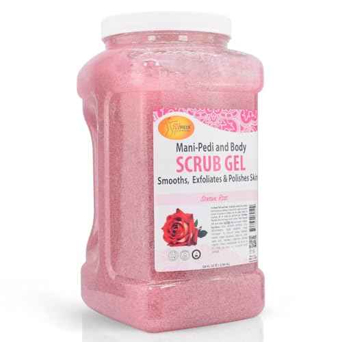 SPA REDI ? Sensual Rose Pumice Scrub Gel, Exfoliating, Hydrating & Nourishing, Infused with Hyaluronic Acid, Amino Acids, Panthenol and Comfrey Extract for Glowy Smooth Skin ? 128oz Gallon