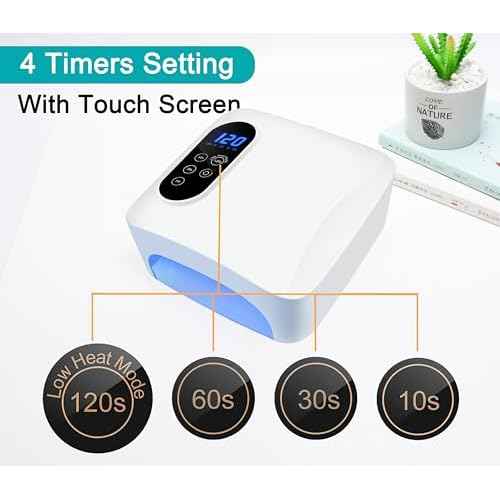 72W Cordless Led Nail Lamp, Rechargeable Nail Dryer, Portable Gel UV Led Nail Light with 4 Timer Setting Sensor, Professional Wireless Gel Nail Lights Nail Art Manicure Tools for Home and Salon