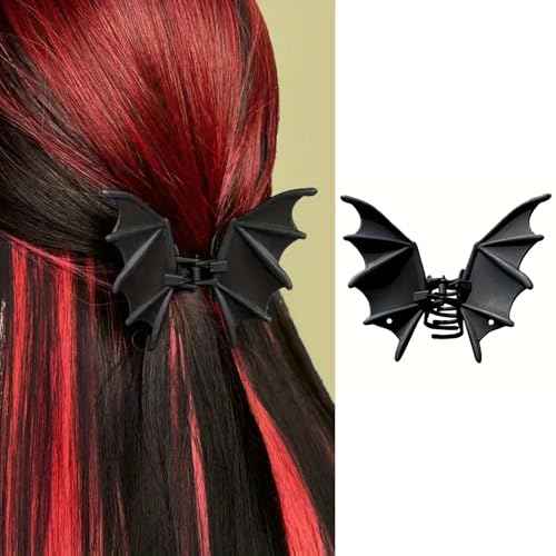 Bat Hair Clip - Halloween Matte Black Bat Hair Claw Metal Punk Gothic Bat Wing Hair Barrettes Non-Slip Hair Styling Accessories Halloween Cosplay Party Supplies for Women Girls Thin Thick Hair