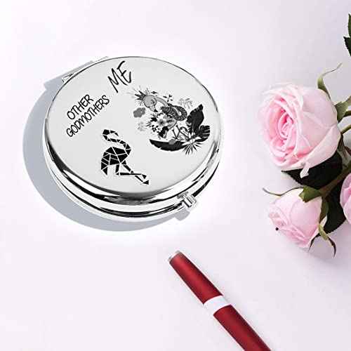 HnoonZ Godmother Gifts,Christmas Gifts for Godmother,Godmother Zipper Makeup Bag Cosmetic Pouch,Godmother Travel Toiletry Pouch Organizer Bag,Godmother Mini Compact Mirror