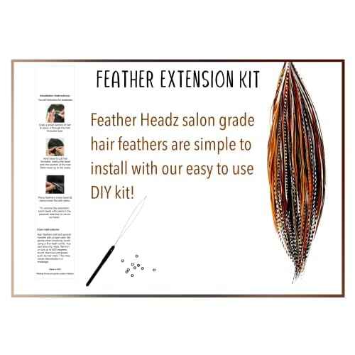 21 Natural Color Hair Extensions ? 9¡±?14¡± Long ? DIY Rooster Kit with 20 Micro-Link Beads ? 100% Real Feathers ? Eye-Catching Boho Style