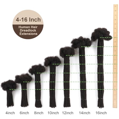 0.4cm Thickness Real Human Hair Dreadlock Extensions for Men/Women 10 Inch 60 Strands Full Handmade Permanent Locs Extensions Human Hair Can Be Dyed and Bleached