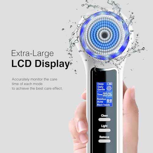 Face Scrubber Exfoliator with LCD Screen,Rechargeable Facial Cleansing Brush IPX7 Waterproof 3 in 1 Blackhead Remover Vacuum for Exfoliating,Massaging and Deep Pore Cleansing