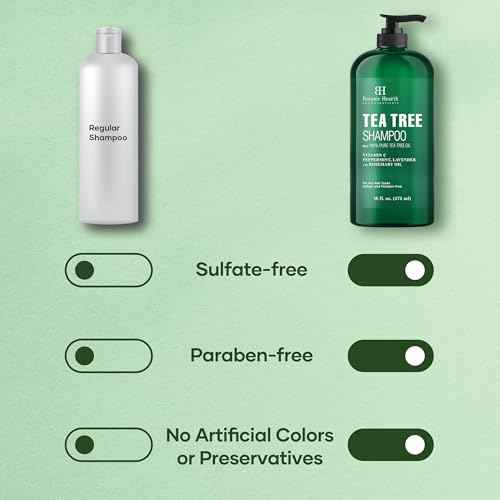 Botanic Hearth Tea Tree Shampoo, Vitamin C, Peppermint, Lavender And Rosemary Oil, Fights Dandruff And Dry Scalp, 16 Fl Oz