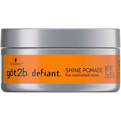 got2b Defiant Shine Pomade, 2 Fl Oz, High Shine Hair Styling Pomade for Men and Women, Creates Texture, Control & Light Hold, Tames Unruly Hair, Suitable for Short to Medium Styles