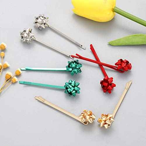 Christmas Hair Clip for Women, Xmas Bow Hairpins Red Green Gold Bow Hair Clips Holiday Hair Accessory Christmas Festive Costume Jewelry Party Gifts