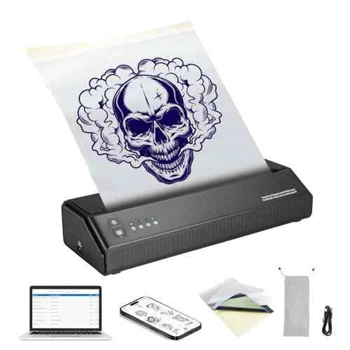 VEVOR Tattoo Stencil Printer, Wireless Bluetooth Tattoo Printer Transfer Stencil Machine with 10Pcs Transfer Paper, Compatible for iOS£¦Android Phone, iPad£¦PC (with Storage Bag)