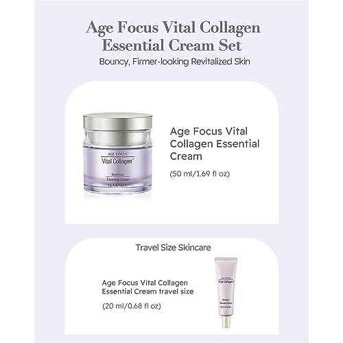 ISA KNOX AGE FOCUS VITAL COLLAGEN Essential Cream (2.4fl oz) - Korean Skin Care, Moisturizer by LG Beauty. Hydrolyzed Collagen, Vitamins C, B12 & E.
