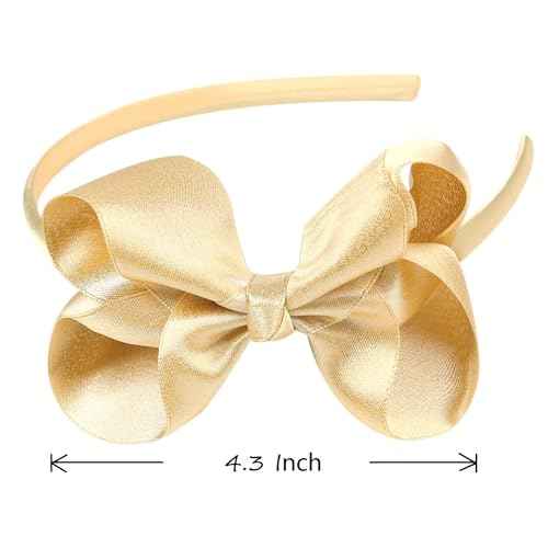 Boutique Hair Bow Headbands for Kids, Toddlers, and Girls - Gold
