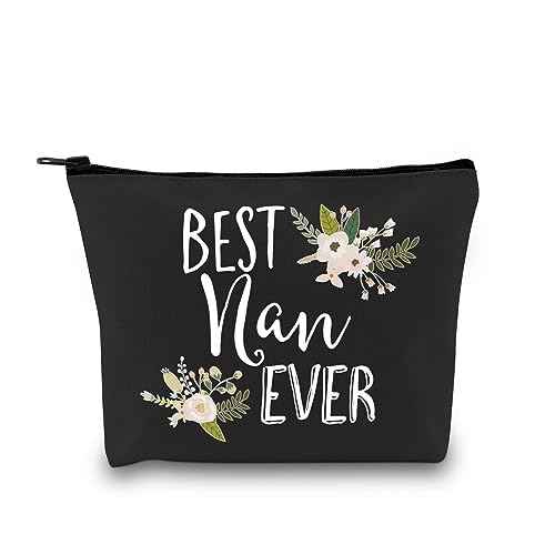 Nan Gift for Grandma Makeup Bag Mother's Day Gifts Grandmother Birthday Gifts Best Nan Ever Cosmetic Bag Travel bag (Best Nan Ever Black)