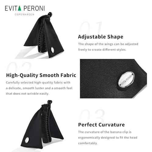 EVITA PERONI Banana Clip with Twistable Wings, Fabric Ponytail Holder Hair Clips for Thick Curly Hair Large Claw Clips Elegant Hair Accessories for Women, Silver Gray