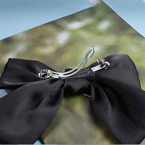 Andelaisi Vintage Hair Clip, Satin Bow Hair Barrettes, Hair Accessory, Headdress for Women and Girls, Black