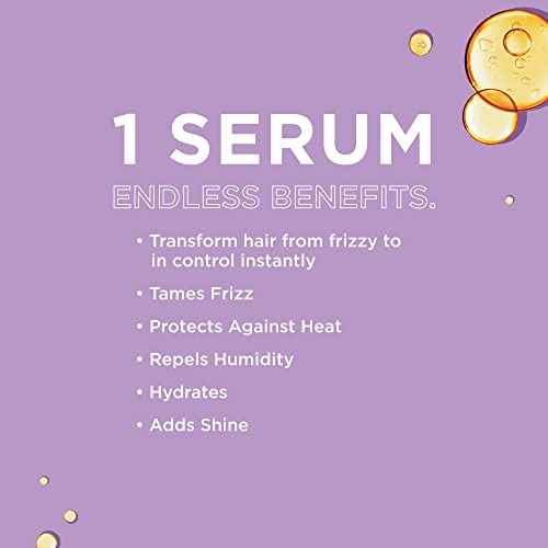 John Frieda Frizz Ease Original Hair Serum, Protecting Against Frizz, Heat, and Humidity While Adding Shine, Smooths Strands and Hydrates Parched Hair with Argan, Coconut, and Moringa Oil, 1.69 Oz
