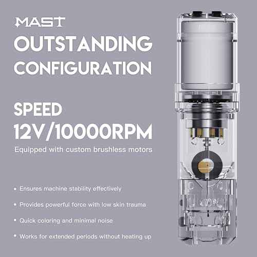 Mast Tattoo Kit, A3 Wireless Tattoo Gun Machine Kit, Complete Tattoo Kit, Finger Skate Practice Skin for Beginner, Tattoo Needles Cartridges