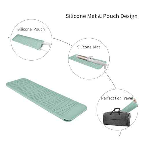 Silicone Heat Resistant Travel Mat Pouch for Hair Straighteners, Curling Wands, Flat Irons, and Styling Tools