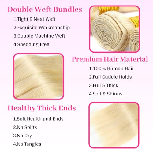 613 Bundles Hair 28 Inch Straight Bundles 14A Grade100% Unprocessed Brazilian Virgin Human Hair 1 Bundle Blonde Weave 100g