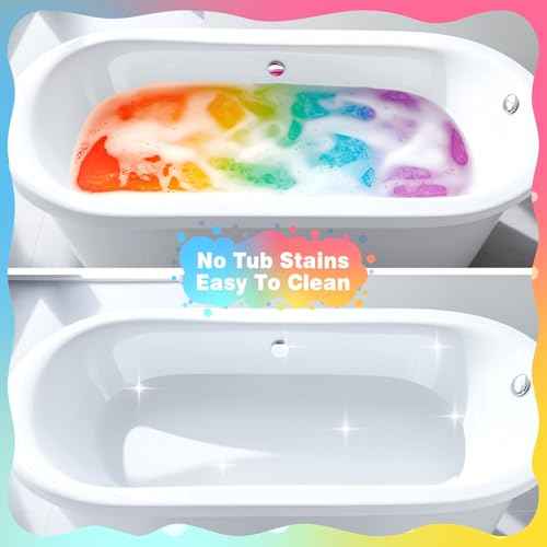 Rainbow Halloween Bath Bombs for Kids Gift Set - Colorful Dissolving Bath Toys with Surprise Colors, Safe & Non-Toxic DIY Bath Time STEM Learning Activity, Boys Girls Ages 3-12 Boo Basket Stuffers