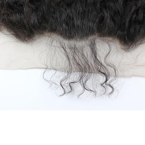 Dreambeauty Transparent Lace Color 13¡¿6" Lace Frontal Closure Kinky Curly Free Part Brazilian Remy Human Hair Pre-Plucked Natural Hairline Lace Frontal Closure with Baby Hair Natural Color (14 Inch)