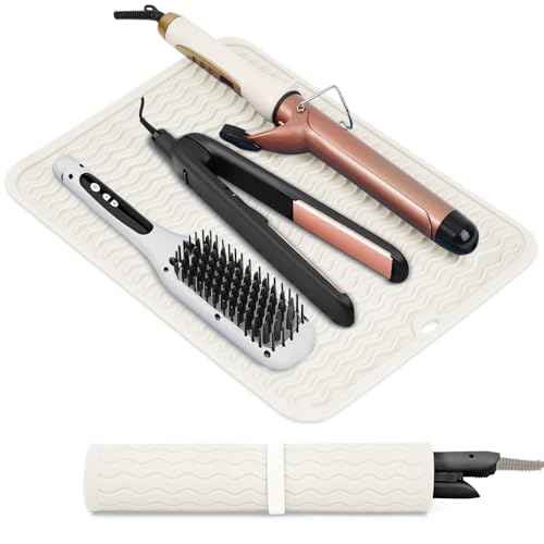 Oversize Silicone Heat Resistant Mat, Portable Travel Mat Cover for Curling Irons, Flat Irons, Hair Straightener and Hot Hair Styling Tools(14.2" x 11")