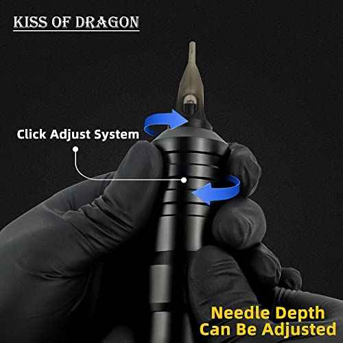 Tattoo Gun Kit - Kiss of Dragon Tattoo Kit Complete Wireless Tattoo Machine 2400mAh Power Supply 20pcs Cartridge Needles Tattoo Ink Practice Skin Bandage for Beginners